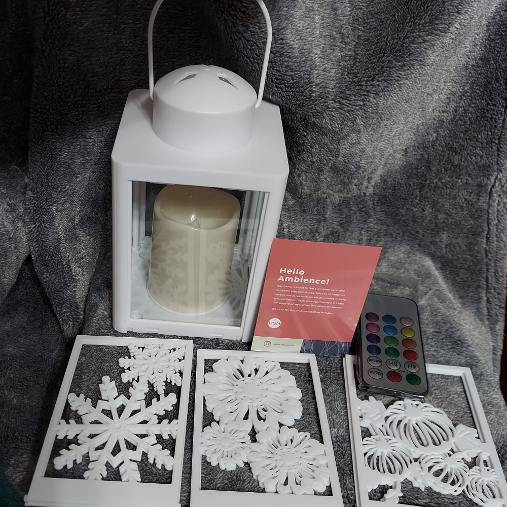 Unmatched Brand/White Lantern with LED Candle, Remote & Design Insert (Set of 3)